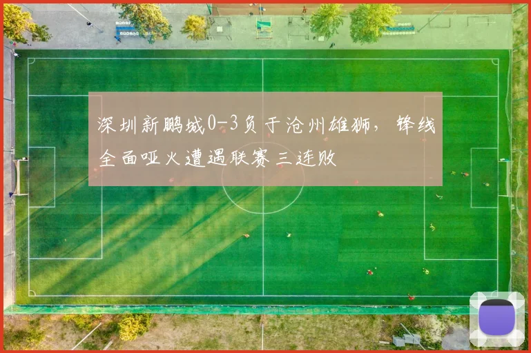 深圳新鹏城0-3负于沧州雄狮，锋线全面哑火遭遇联赛三连败
